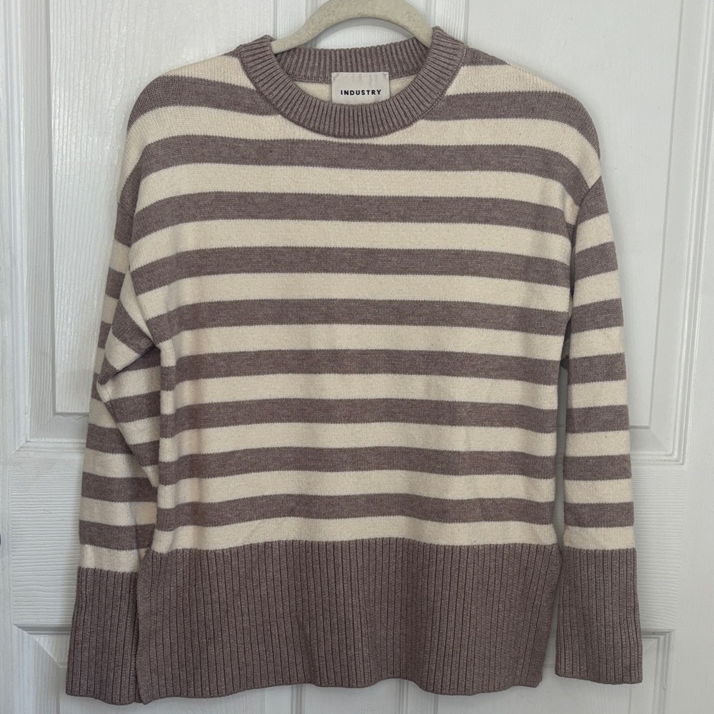 INDUSTRY REPUBLIC Crew neck striped sweater viscose blend heavy knit size Medium